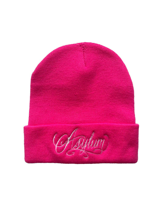 Beanie- Pink w/ White Chicano Lettering