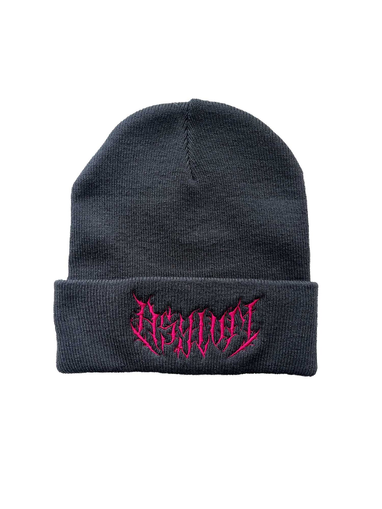 Gothic Gray and Pink Beanie