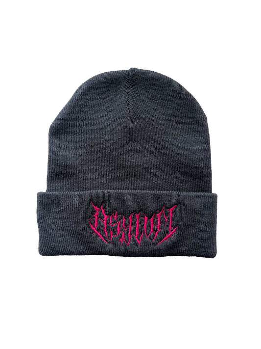 Gothic Gray and Pink Beanie